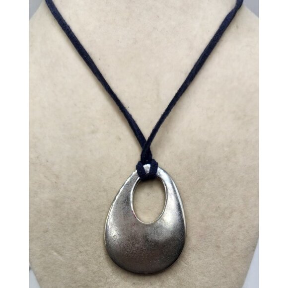 Lia Sopia Necklaces Oval Pendant Enameled Blue With Blue Rhinestone Accent - Picture 2 of 4